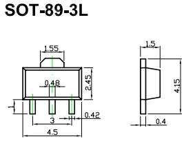 SOT-89-3L贴片三极管封装尺寸图