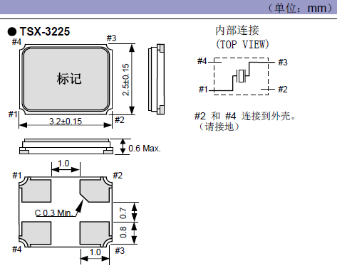 TSX-322晶振晶体外部尺寸图